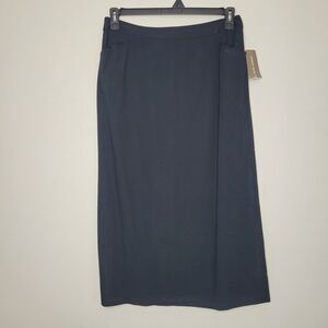 Vintage Jones New York black virgin wool blend classic timeless midi skirt 12
